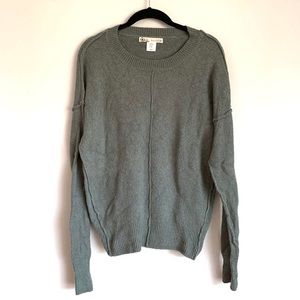 Anthropologie Kaisley Green Grey Crewneck Sweater